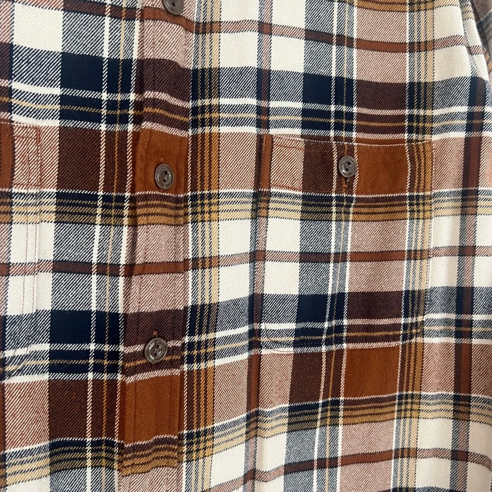 Plaid Men's Shirt in Brown and White - Picture 3 of 5